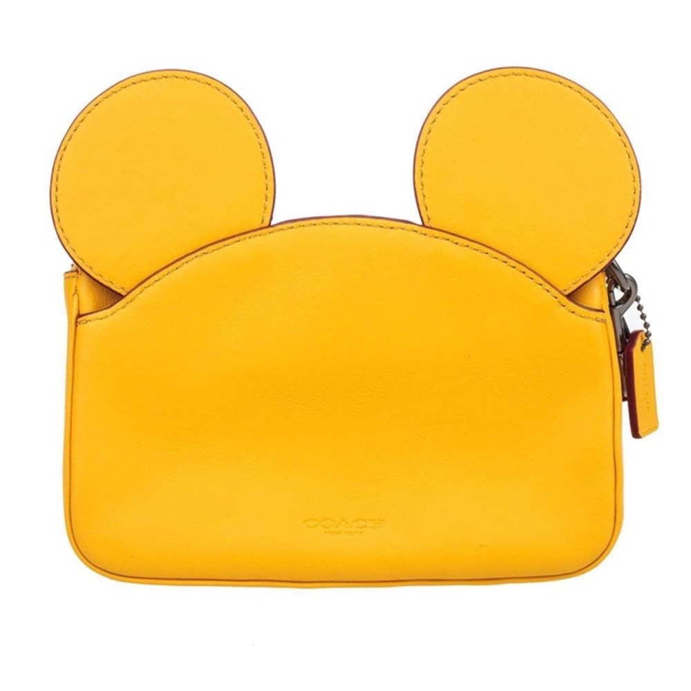 Coach Disney Mickey Leather Ear Wristlet Banana